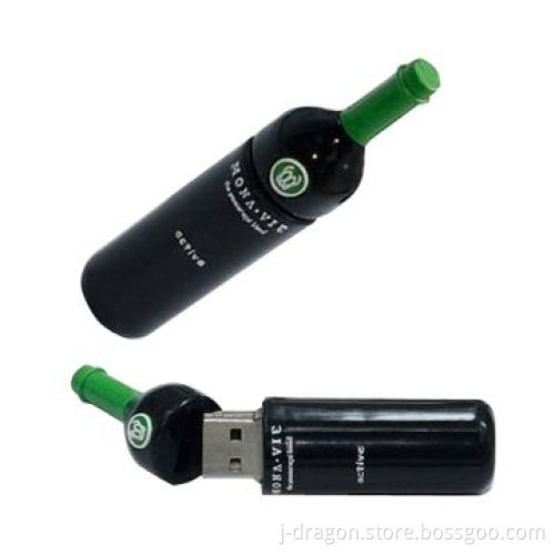 USB Flash Disks with PVC Wine Bottle Casing, Customized Service for Promotions